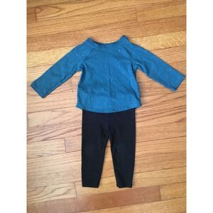 Cat & Jack 12M Girl Outfit Teal Sparkly Long Sleeve Garanimals Glitter Sparkle